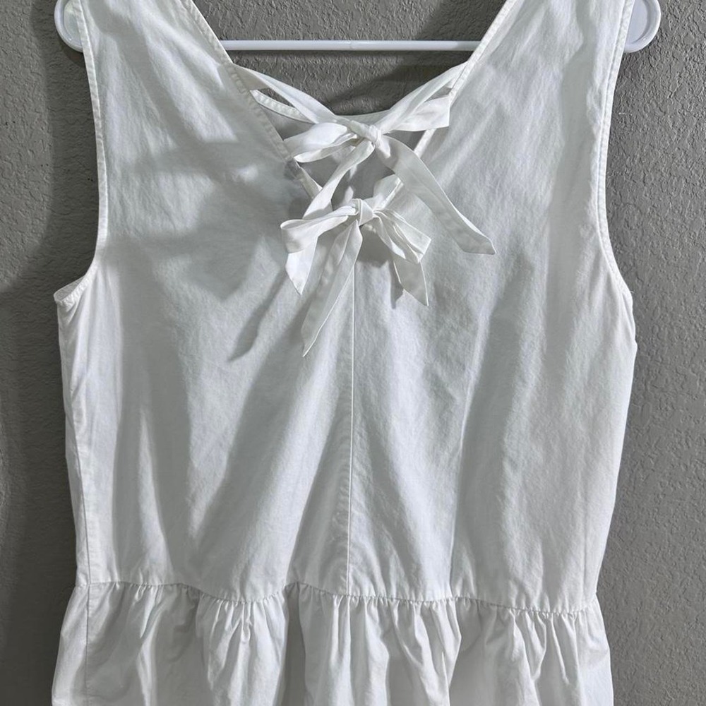 J.Crew White Peplum Bow Tie‎ Back Tank Top Size S Cotton Coquette Cottagecore - Picture 2 of 6